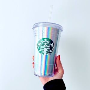 Starbucks Holiday 2018 Iridescent Tumbler Plastic Holographic Rainbow 16 oz